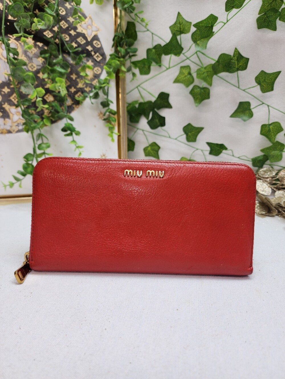 Authentic Miu Miu Long Full Zip Around Leather Wallet